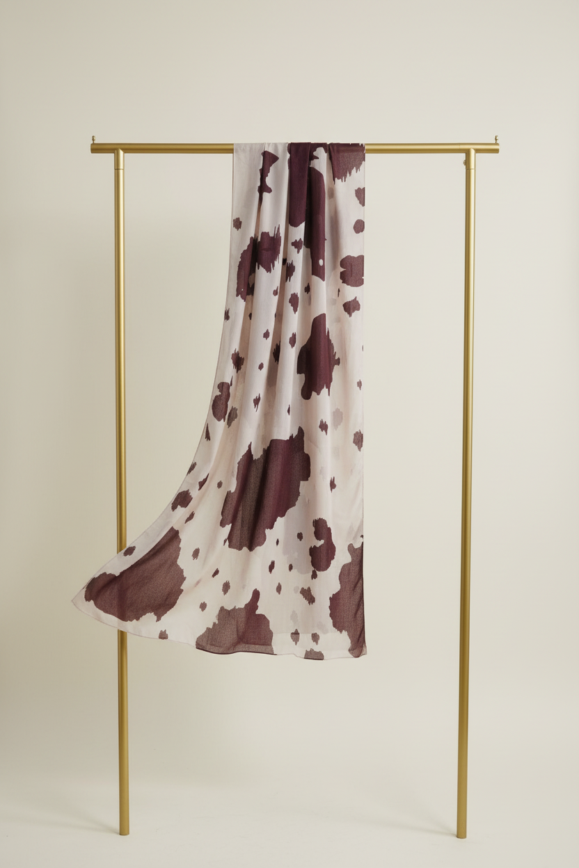 Cocoa Drift Premium Printed Modal Hijab - Display View