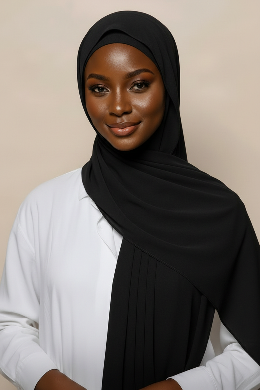 Urban Veil - Instant Chiffon Hijab with Built-in Magnets & Undercap - Black