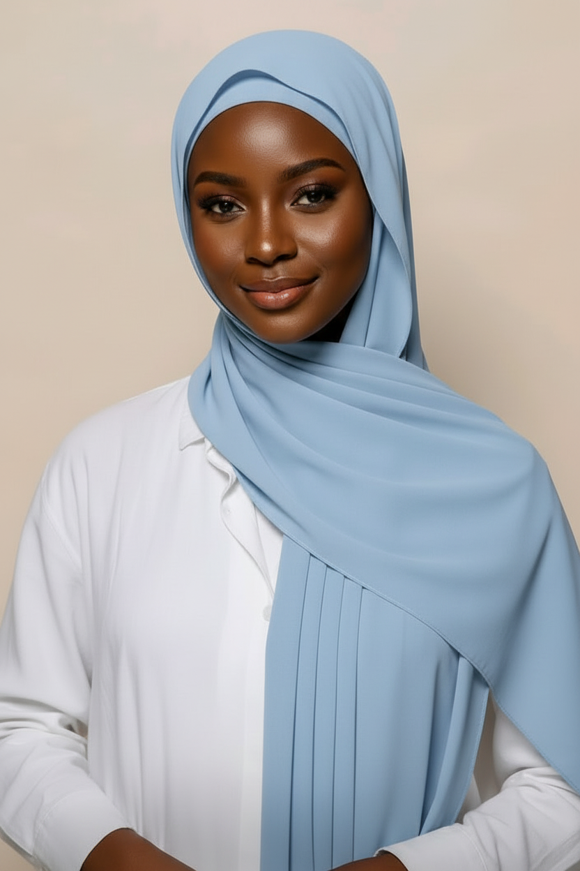 Urban Veil - Instant Chiffon Hijab with Built-in Magnets & Undercap - Blue