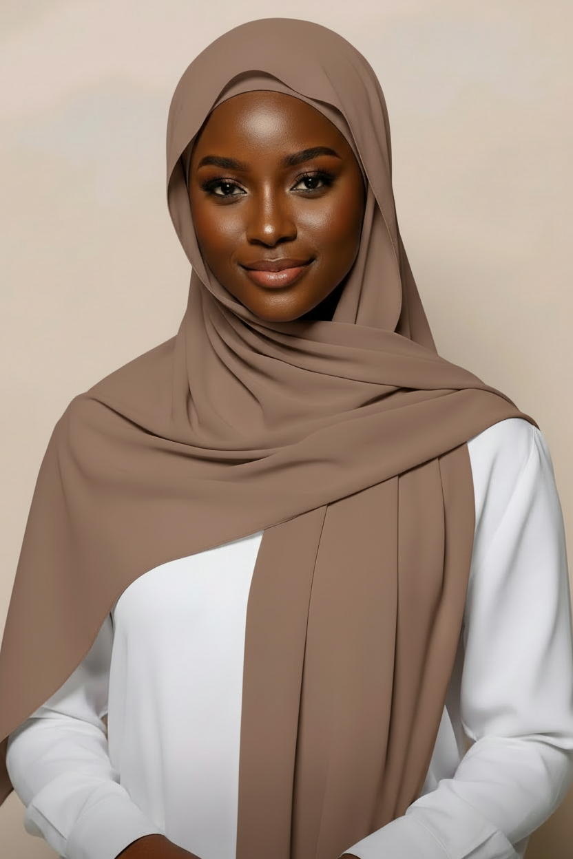 Urban Veil - Instant Chiffon Hijab with Built-in Magnets & Undercap - Brown