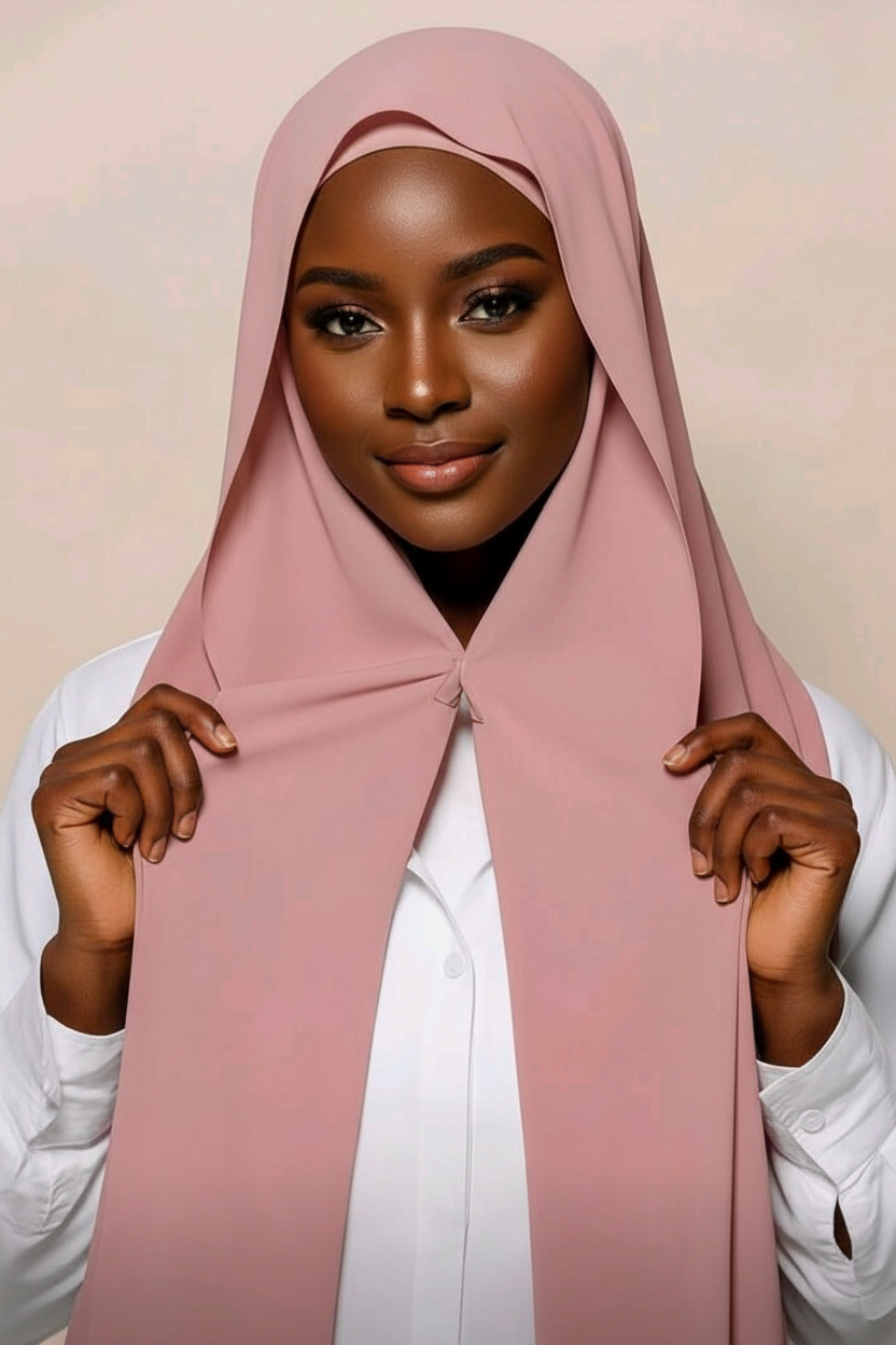 Urban Veil - Instant Chiffon Hijab with Built-in Magnets & Undercap - Display Pink