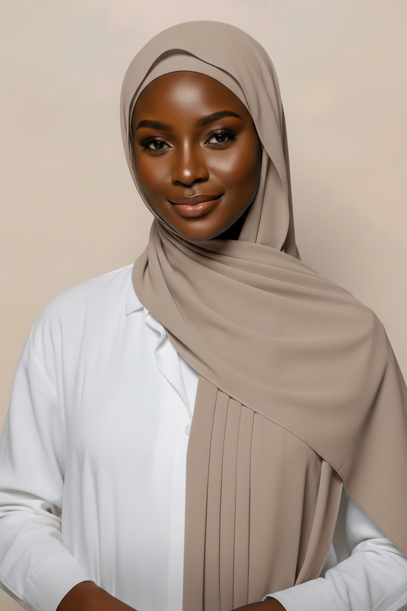 Urban Veil - Instant Chiffon Hijab with Built-in Magnets & Undercap - Light Brown