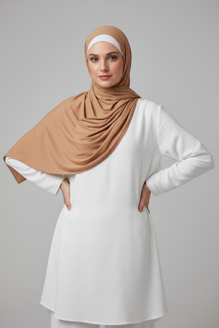 Urban Veil - Instant One Loop Jersey Hijab - Camel Tan