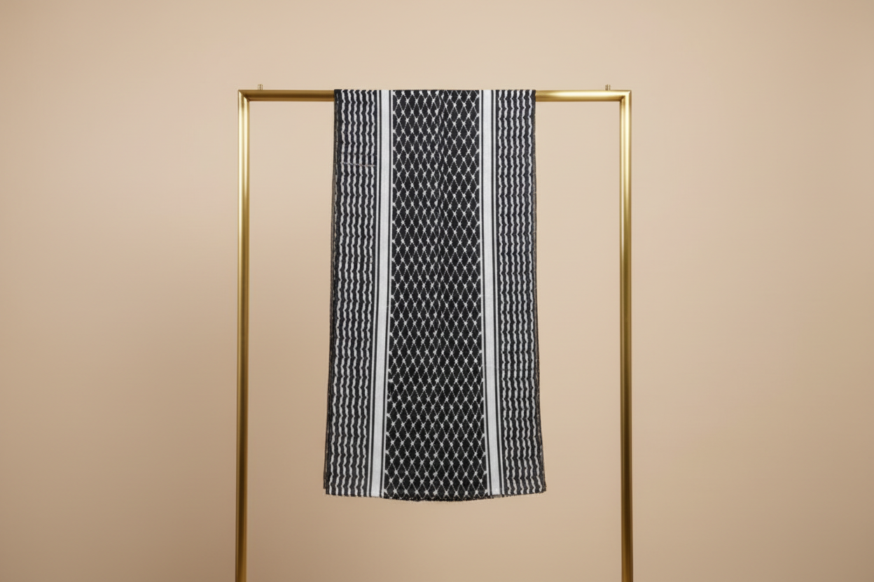 Urban Veil - Kiffayah Premium Printed Modal Hijab - Black Display