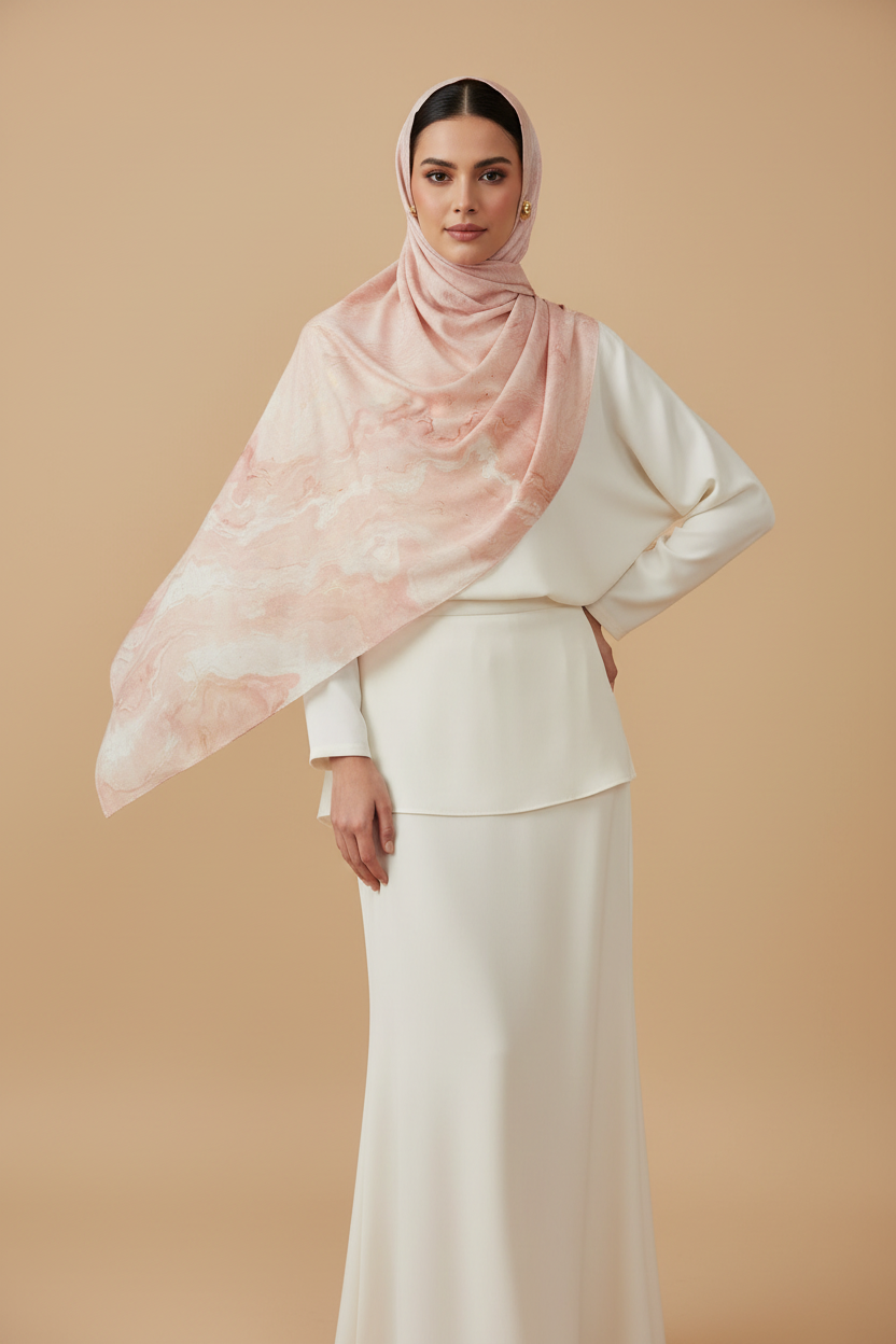 Urban Veil - Moonstone Premium Printed Modal Hijab - Model Wearing