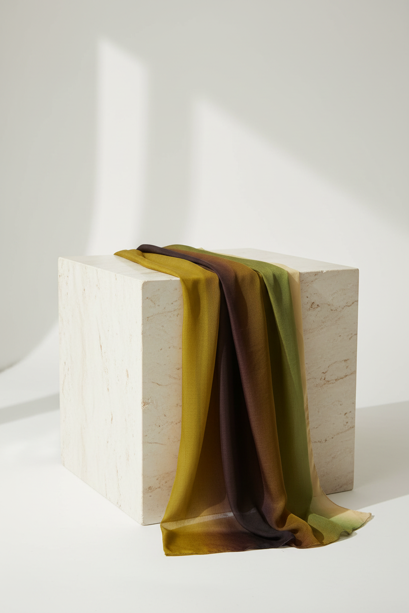 Urban Veil - Olive Amber Premium Printed Modal Hijab - Display View