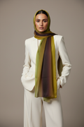 Urban Veil - Olive Amber Premium Printed Modal Hijab - Ivory Outfit