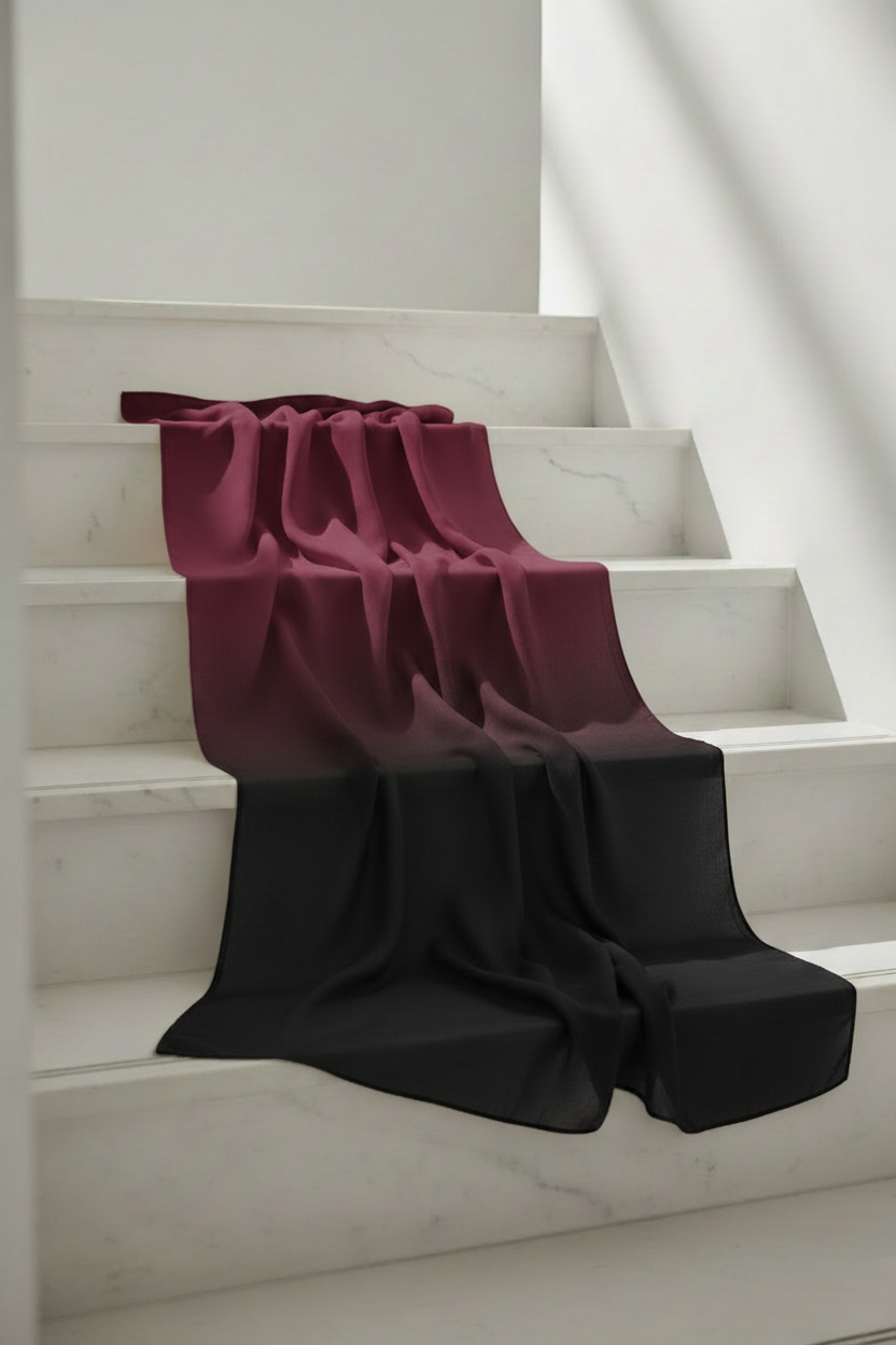 Urban Veil - Ombre Modal Hijab - Burgundy Black Display
