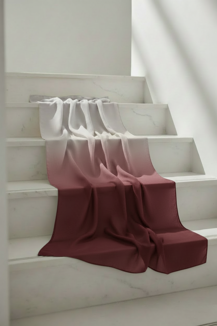 Urban Veil - Ombre Modal Hijab - White Burgundy Display