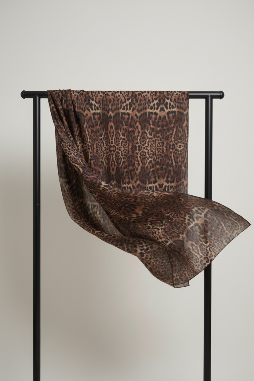 Urban Veil - Safari Cocoa Leopard Print Modal Hijab - Draped View
