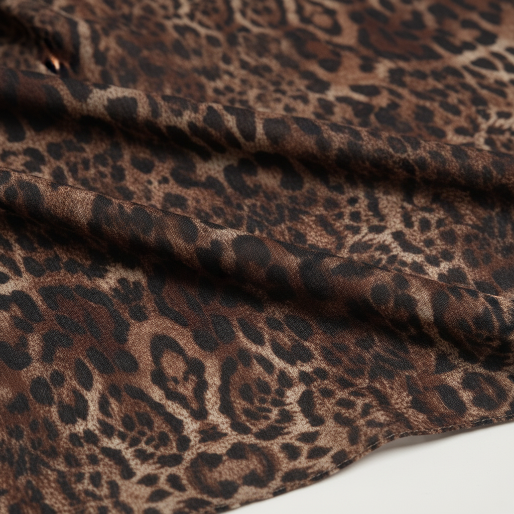 Urban Veil - Safari Cocoa Leopard Print Modal Hijab - Fabric Detail
