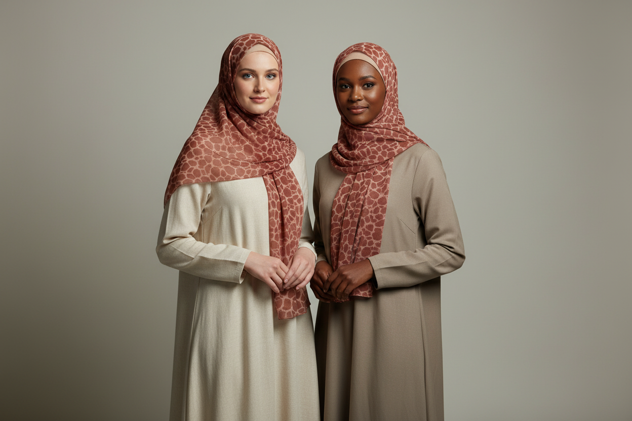 Urban Veil - Safari Giraffe Print Modal Hijab - Two Models