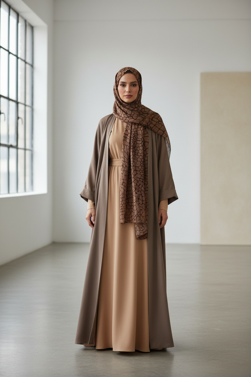 Urban Veil - Safari Nile Luxe Premium Printed Modal Hijab - Model Wearing