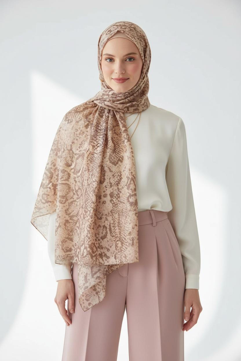 Blush Pink Snake Print Model Wearing