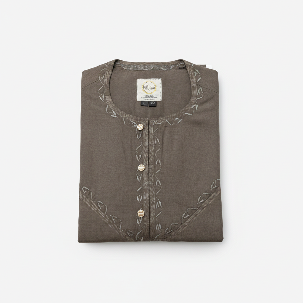 Brown Taupe Thobe Flat Lay