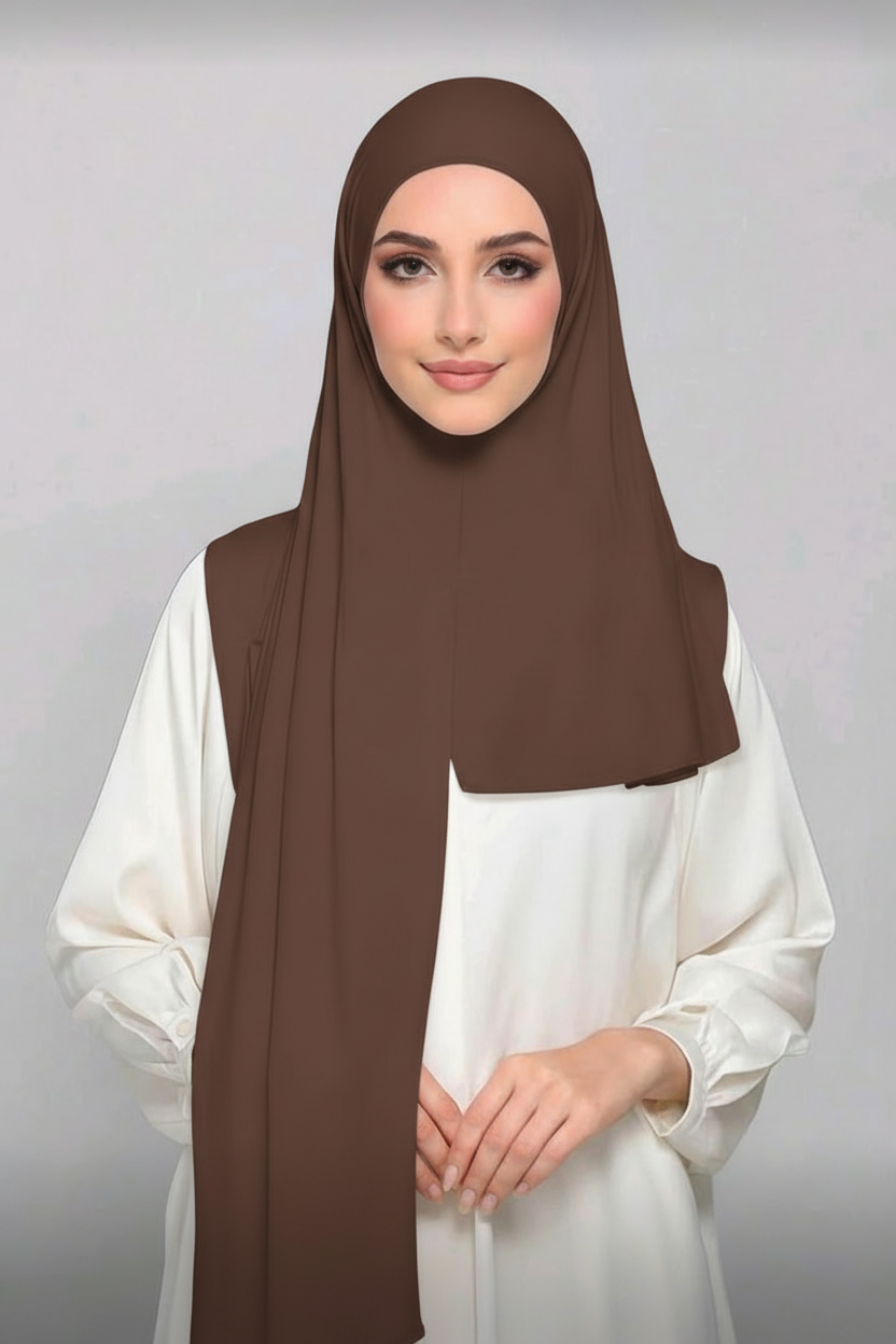 Chocolate Brown Hijab Chest Coverage