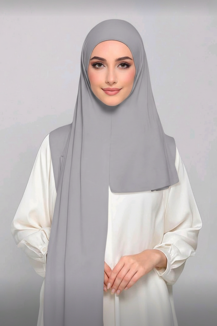 Grey Hijab Model