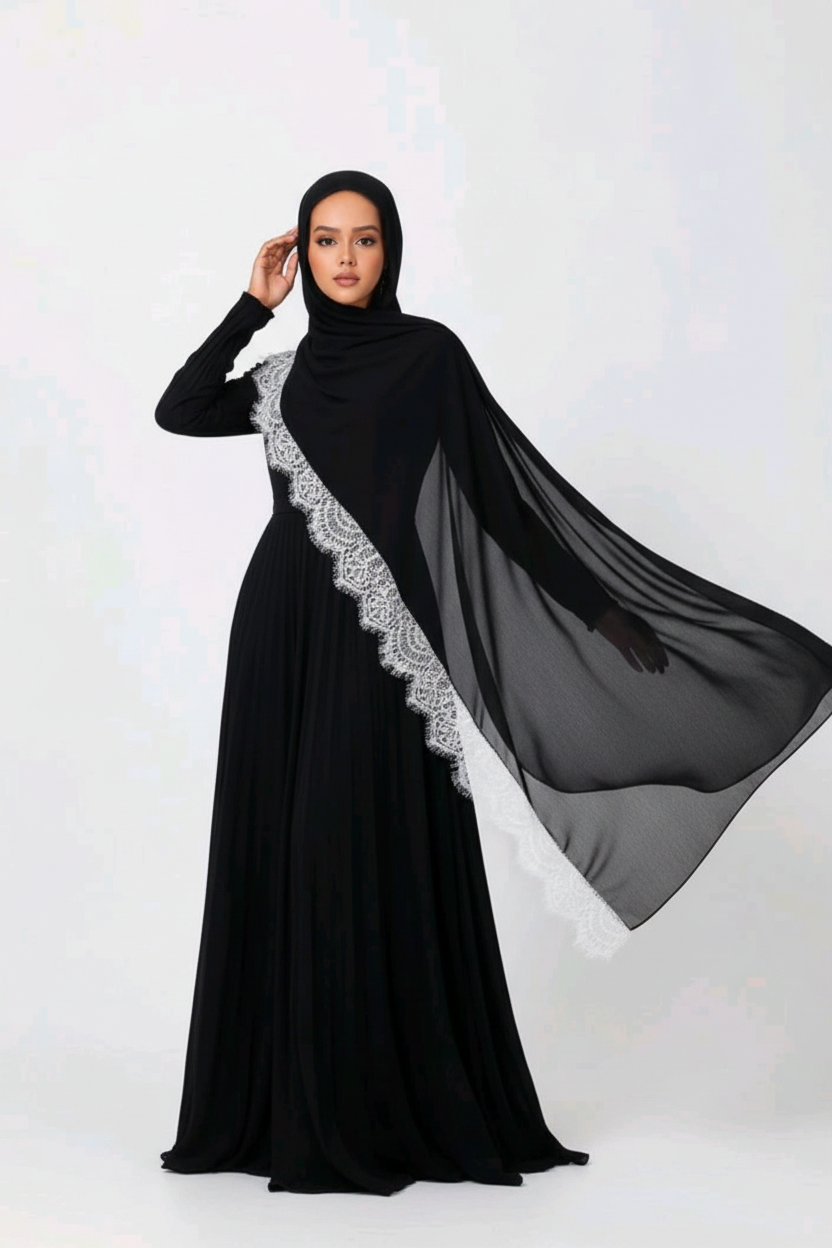 Lace Hijab - Black Dynamic
