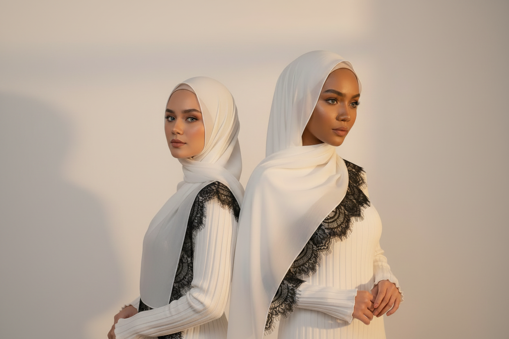 Lace Modal Hijab - Back to Back Pose