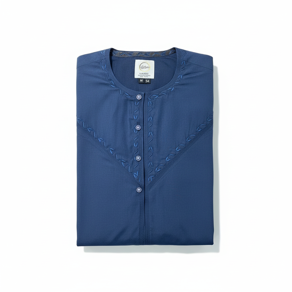 Navy Blue Thobe Flat Lay