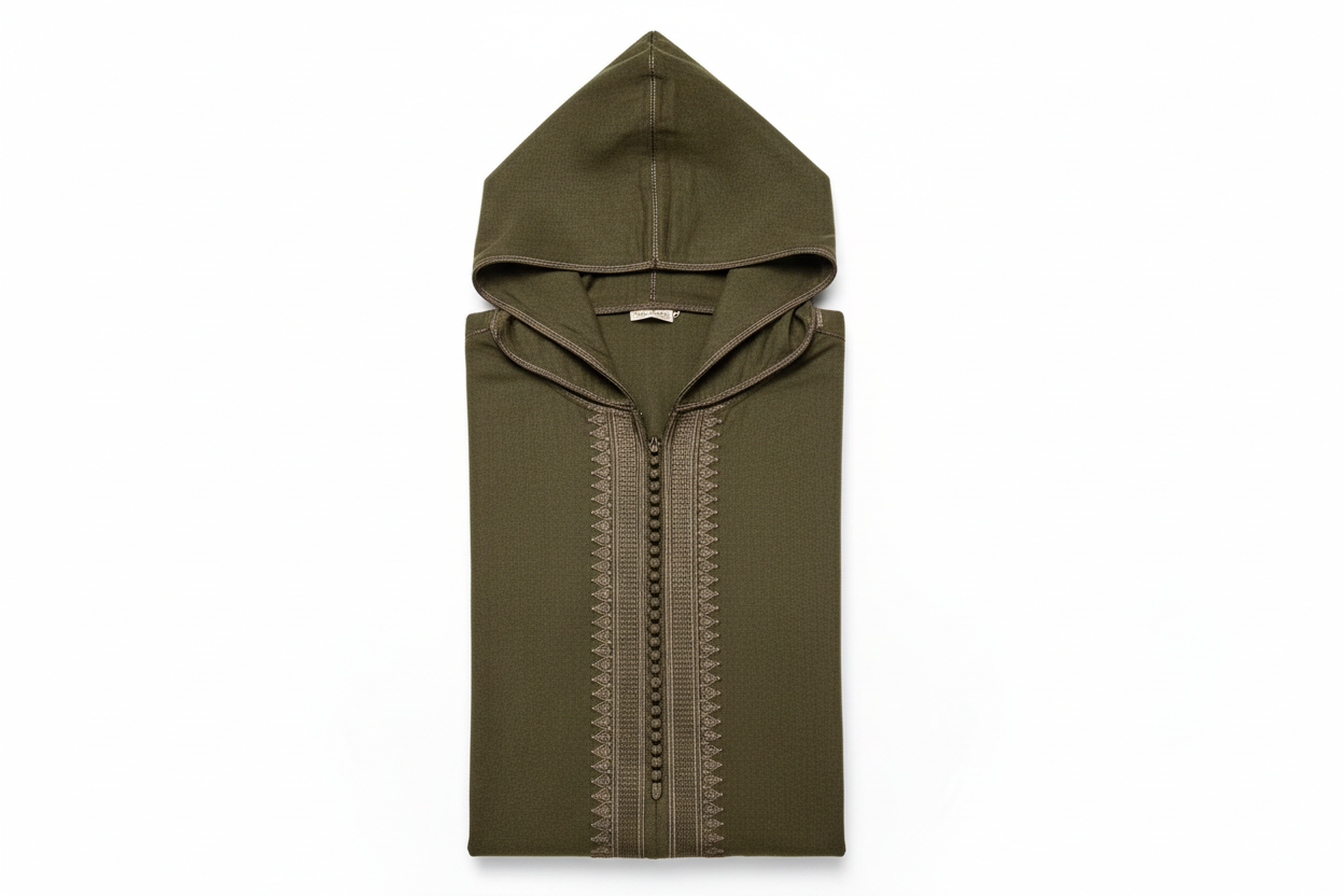 Optimized Olive Green Hooded Djellaba