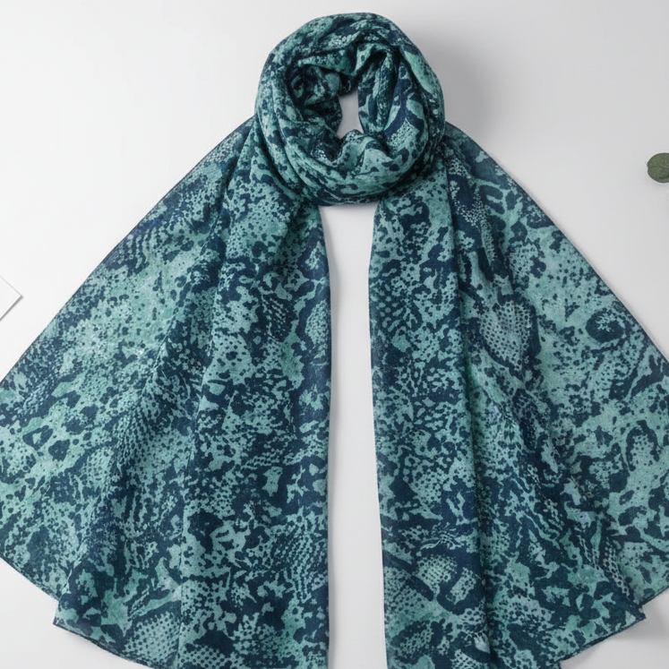Teal Green Snake Print Hijab Display